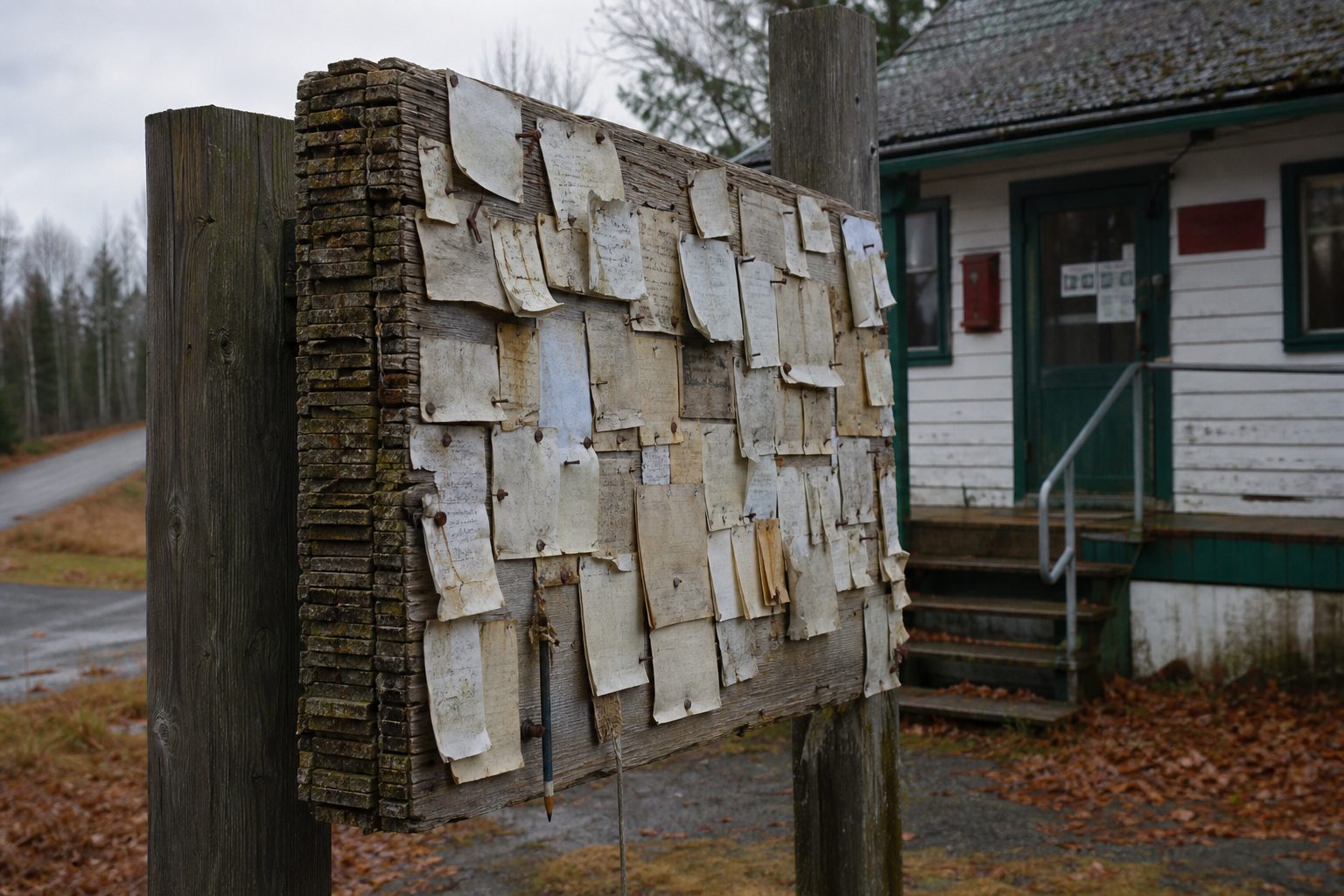 Le Tableau des Excuses, onze planches de cèdre clouées les unes par-dessus les autres